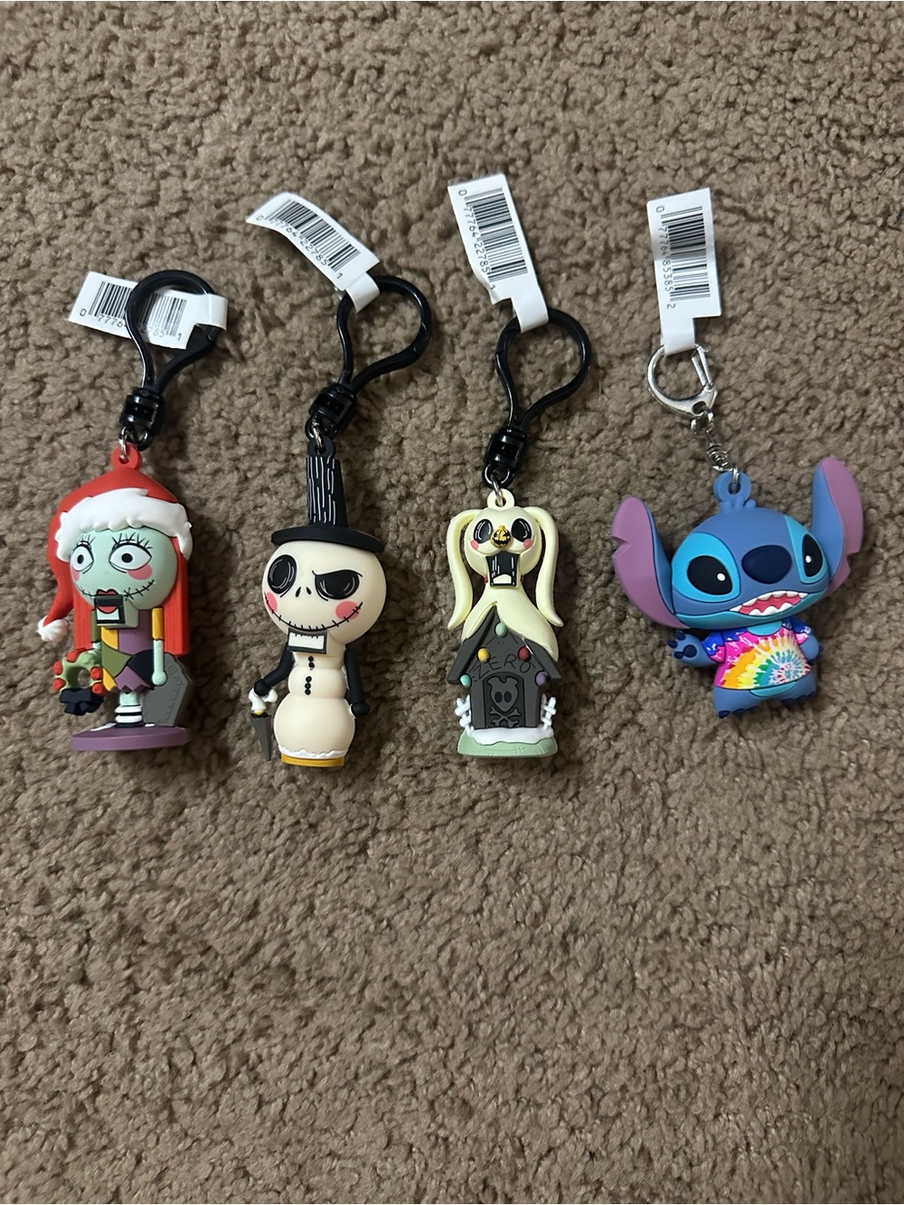 Disney Sally, Jack, Zero & Stitch Multicolor Keychain Set